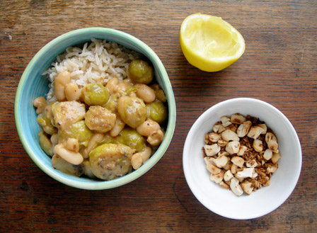 Coconut-braised Sprouts with Cannellini Beans